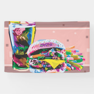 Fast food burger pop art banner