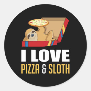 Fast Food Burger Sloth Funny Pizza Eat Gift Idea Classic Round Sticker