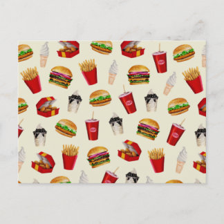 Fast Food Burgers, Fries, Sundaes Postcard