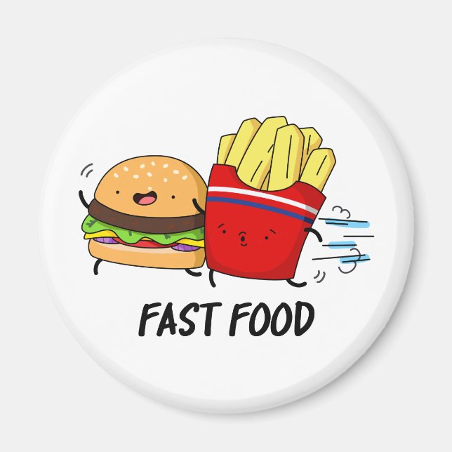Fast Food Cute Burger And Fries Pun Magnet (Front)