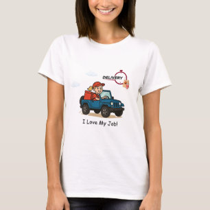 Fast Food Delivery Driver Cartoon Design T-Shirt