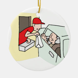 Fast food drive thru window ceramic tree decoration