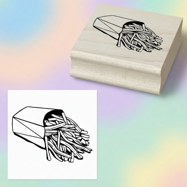 Fast Food Fries Art Stamp (Fast food fries wooden art stamp.)