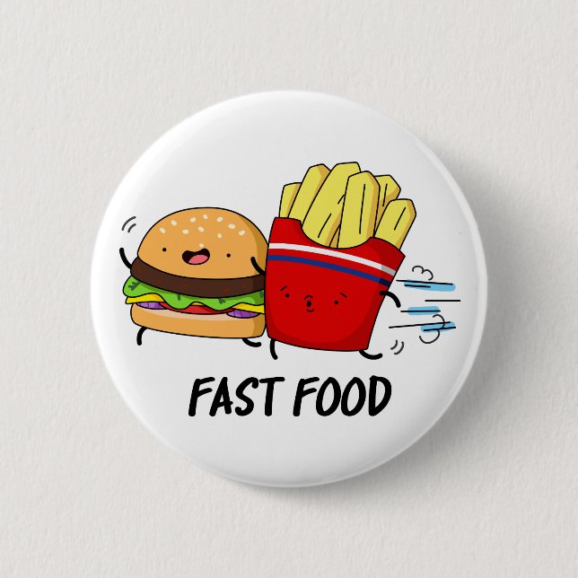 Fast Food Funny Burger And Fries Pun  6 Cm Round Badge (Front)