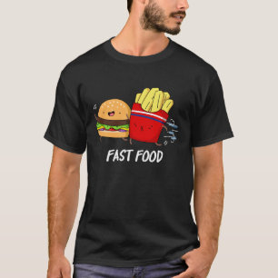 Fast Food Funny Burger And Fries Pun Dark BG T-Shirt