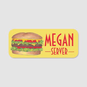 Fast Food Hamburger Cheese Burger Cheeseburger Name Tag