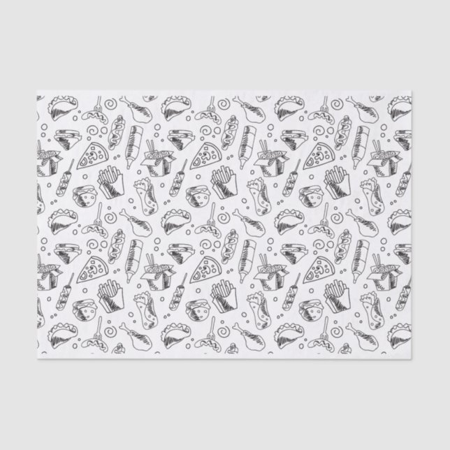Fast Food Hamburger Fries Hot Dog Chicken Pattern Tissue Paper (Front)
