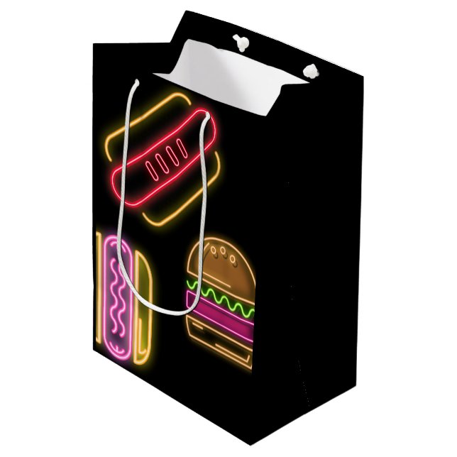 Fast Food Hot Dogs and Hamburger Medium Gift Bag (Front Angled)