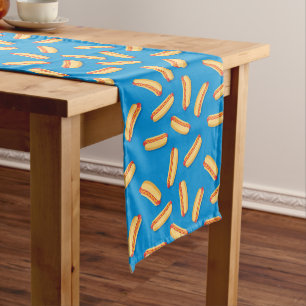 Fast Food Hotdogs Pattern Medium Table Runner