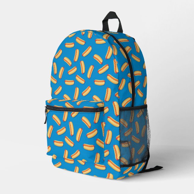 Fast Food Hotdogs Pattern Printed Backpack (Back Corner Right)