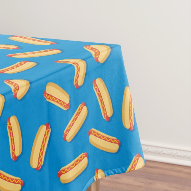 Fast Food Hotdogs Pattern Tablecloth (In Situ)