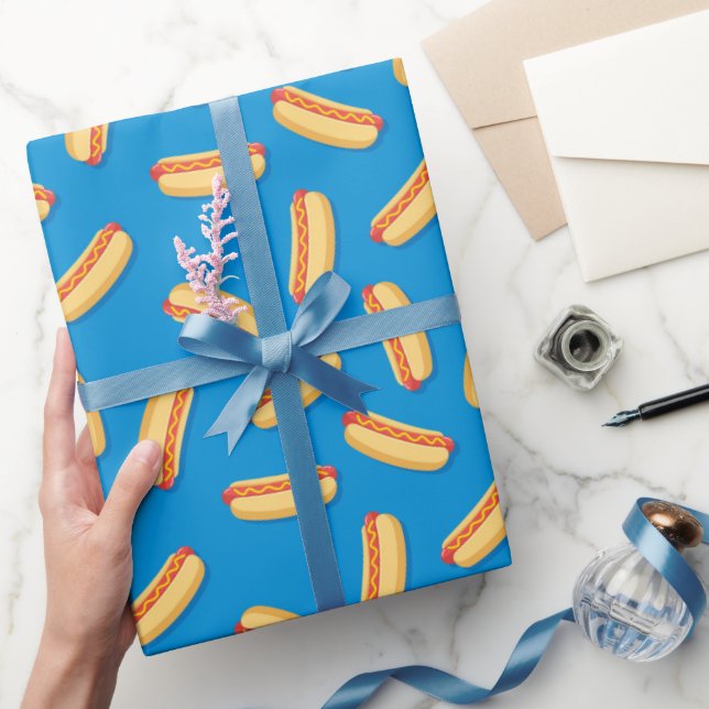 Fast Food Hotdogs Pattern Wrapping Paper (Gifting)