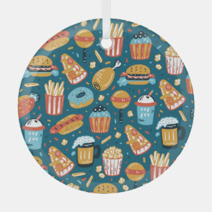 Fast Food Icons: Vintage Doodles Glass Tree Decoration