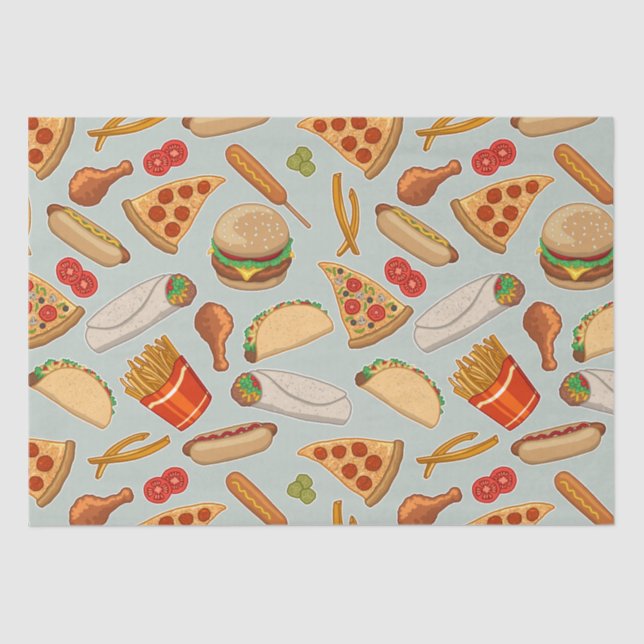 Fast Food Junk Food Pizza Burgers Hot Dogs Tissue Paper (Front)