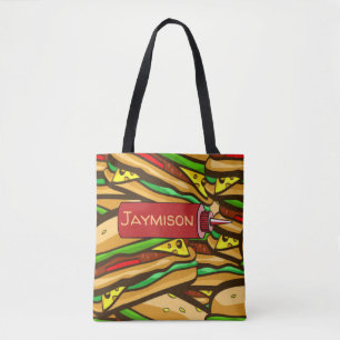 Fast Food Lover Cheese Burger Personalised Text Tote Bag