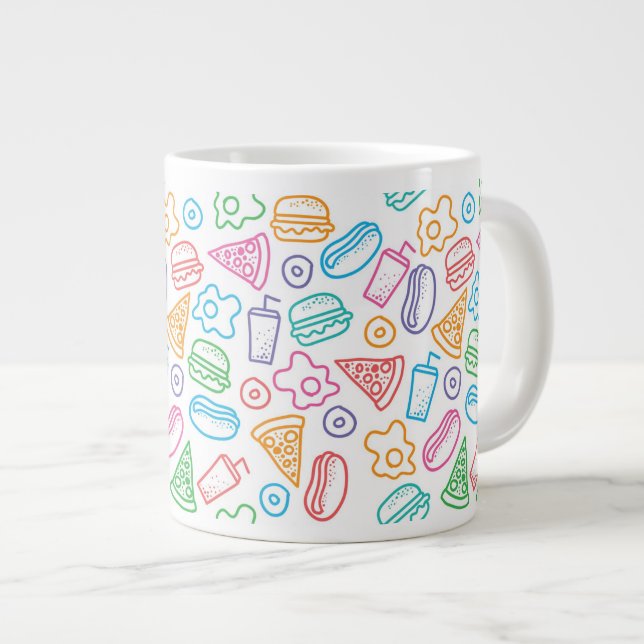 Fast food pattern 2 large coffee mug (Front Right)