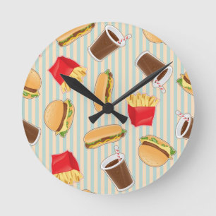 Fast Food Pattern 2 Round Clock
