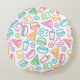 Fast food pattern 2 round cushion