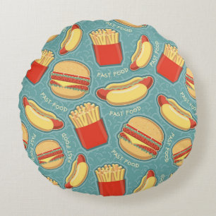 Fast Food Pattern 3 Round Cushion