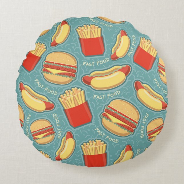 Fast Food Pattern 3 Round Cushion (Front)