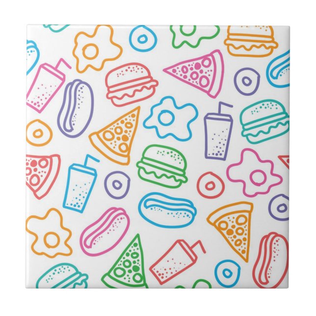 Fast food pattern ceramic tile (Front)