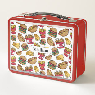 Fast Food Pattern custom name lunch boxes