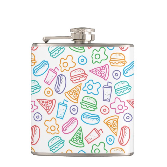 Fast food pattern hip flask (Front)