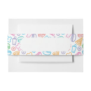 Fast food pattern invitation belly band