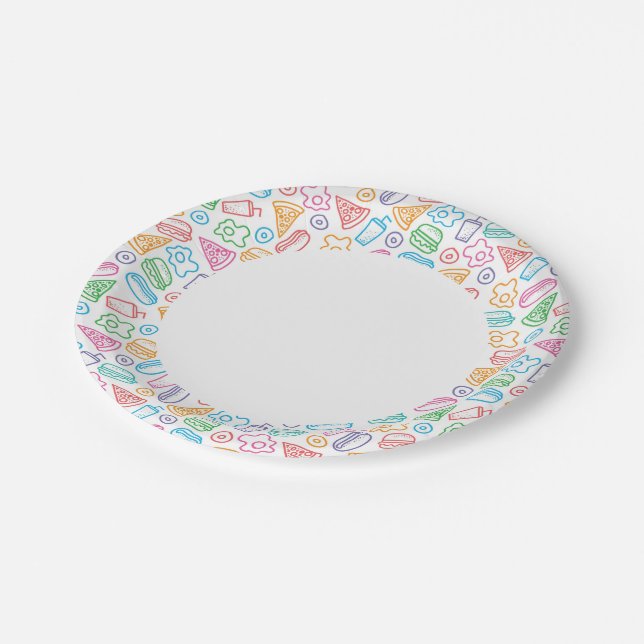 Fast food pattern paper plate (Angled)