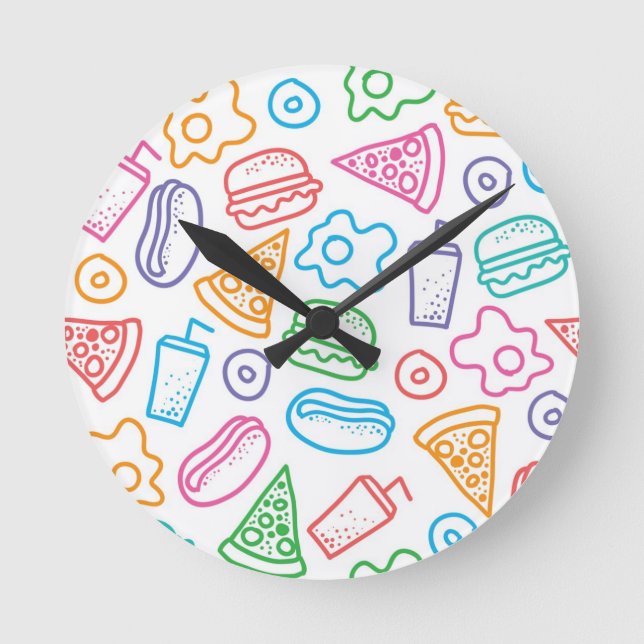 Fast food pattern round clock (Front)