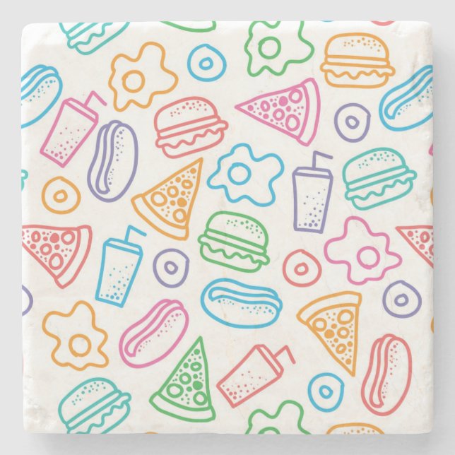 Fast food pattern stone coaster (Front)