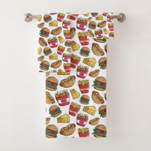 Fast Food Pattern towel set