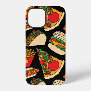 fast food pizza burger hotdog french fries tacos s iPhone 12 case