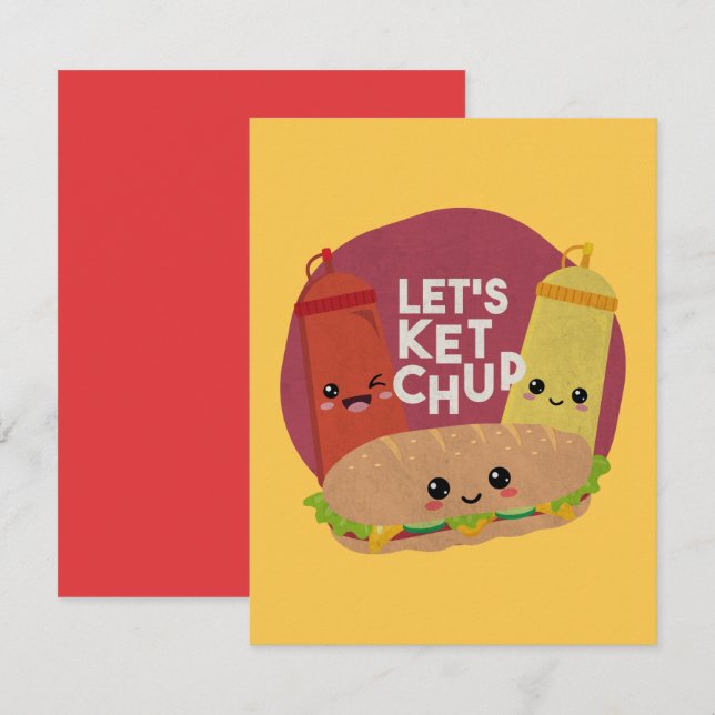 Fast Food Pun: Let's Ketchup Card (Front/Back)