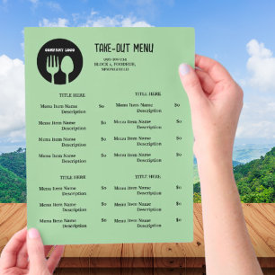 Fast food Restaurant Take Out Menu with QR Code