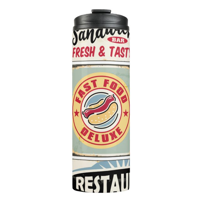 Fast food restaurants and diners retro signs colle thermal tumbler (Front)