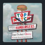 Fast Food Sign Square Wall Clock<br><div class="desc">Fast Food Sign  Artist: Naomi McCavitt</div>
