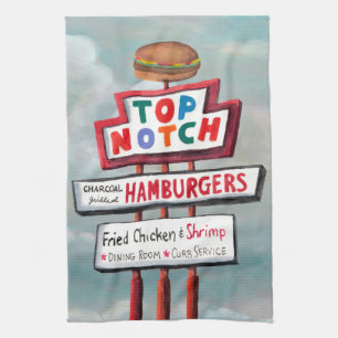 Fast Food Sign Tea Towel