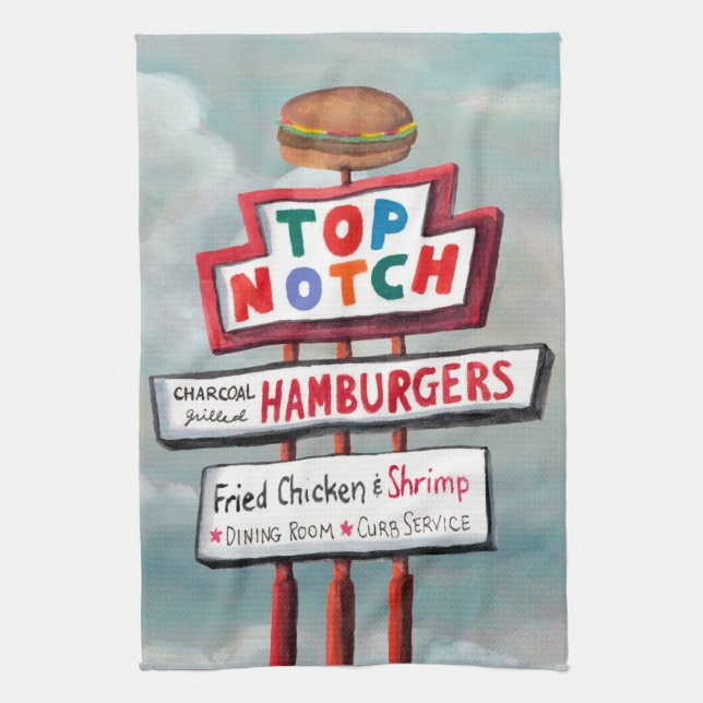 Fast Food Sign Tea Towel (Vertical)