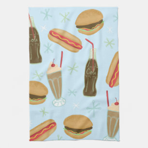 Fast Food Soda Fountain Junk Food Blue Tea Towel
