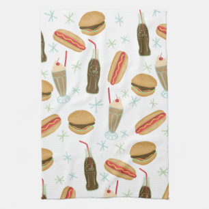 Fast Food Soda Fountain Junk Food White Tea Towel