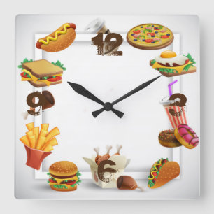 Fast food square wall clock