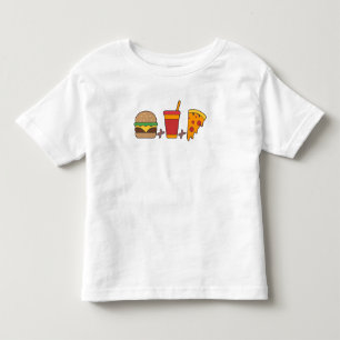 Fast–Food Trio: Burger, Soda, Pizza Slice in Bold Toddler T-Shirt