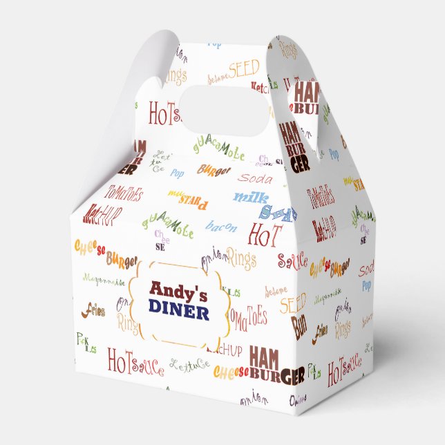 Fast Food Typography Favour Box (Front Side)
