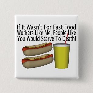Fast Food Worker 15 Cm Square Badge