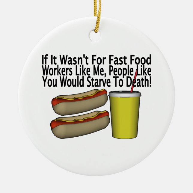 Fast Food Worker Ceramic Ornament (Front)
