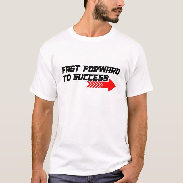 Fast Forward – Bold Red Motivation Quote Design T-Shirt (Front)