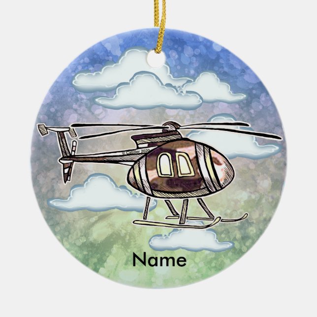 Fast Helicopter  Ceramic Ornament (Front)