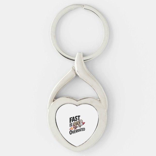 Fast is Overrated Sloth Rocket Key Ring (Front)