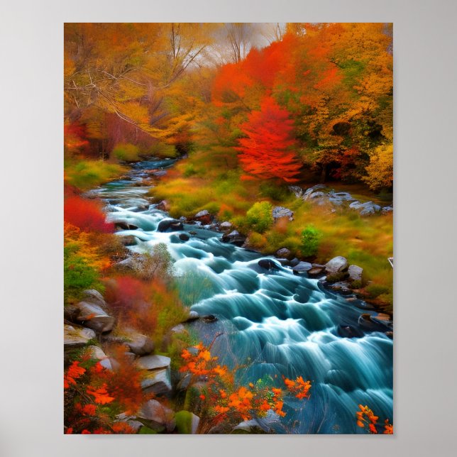 Fast moving New England stream. Poster (Front)